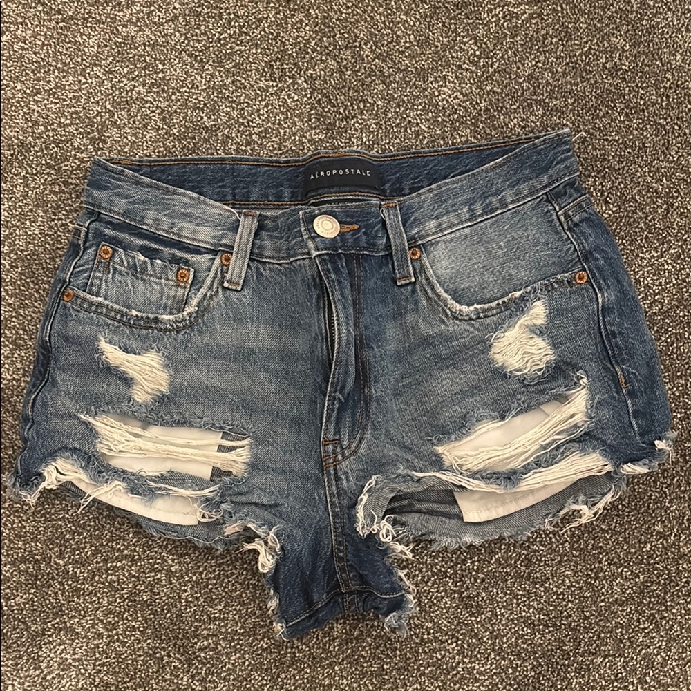 Aeropostale Distressed Blue Jean Shorts